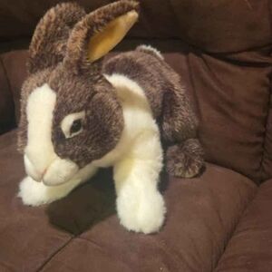 Plush Brown and White Bunny Toy